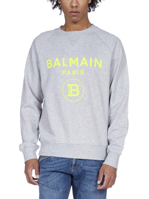 Balmain Flocked Logo Crewneck Sweatshirt