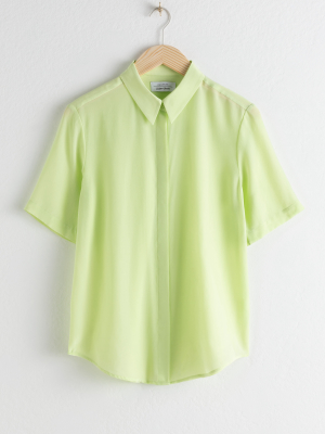 Short Sleeve Silk Button Up