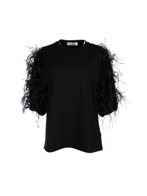 Valentino Feathered Sleeve T-shirt