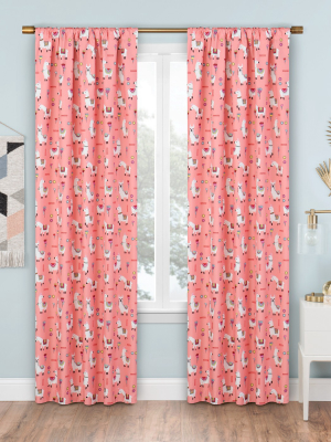 Llama Drama Thermaback Blackout Curtain Panel Coral - Eclipse