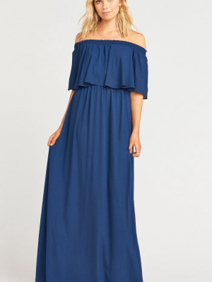 Hacienda Maxi Dress With Short Lining ~ Rich Navy Crisp