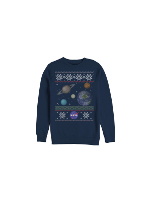 Men's Nasa Ugly Christmas Planet Print Sweatshirt