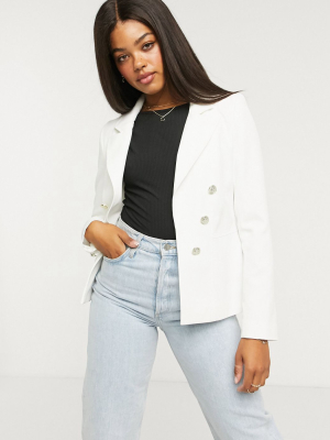 Lipsy Military Blazer Jacket In White