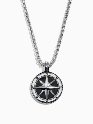 Effy Men's Sterling Silver Onyx Compass Pendant, 4.00 Tcw