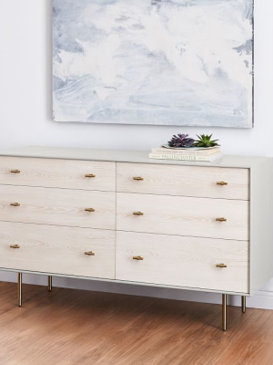 Modernist Wood & Lacquer 6-drawer Dresser - Winter Wood