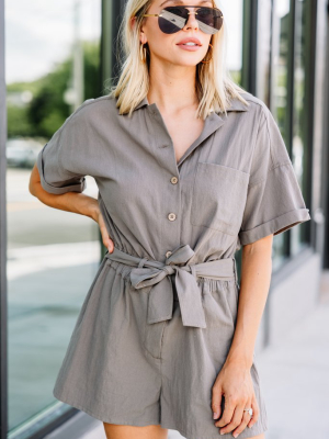 On The Move Olive Green Cotton Romper