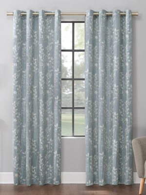 Lotus Botanical Cotton Blend Semi-sheer Grommet Curtain Panel - Scott Living