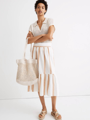 Ruffle-hem Midi Skirt In Stripe