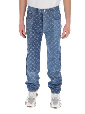 Marine Serre Crescent Moon Printed Straight Leg Jeans