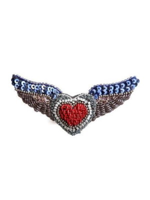 Winged Heart Brooch Pin