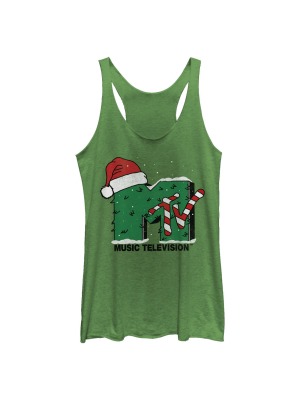 Women's Mtv Christmas Monster Logo Racerback Tank Top