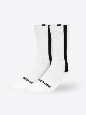 Stripe High Sock White (2 Pack)