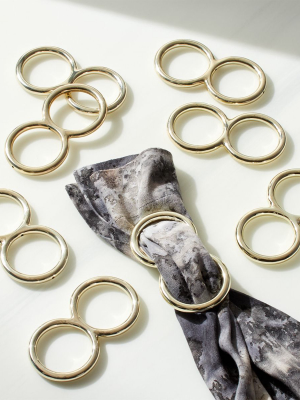 Double Hoop Champagne Gold Napkin Ring Set Of 8