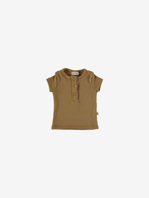 Joey Organic Rib Henley T-shirt - Peanut