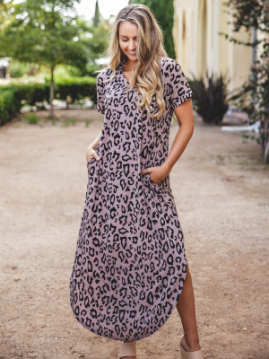 Relaxed Maxi Dress - Taupe Leopard