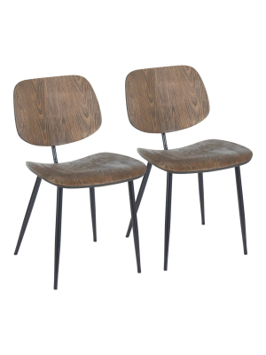 Set Of 2 Wilson Industrial Chair Espresso - Lumisource