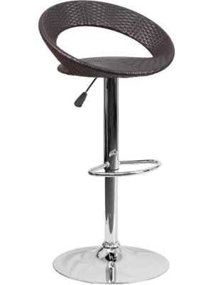 Wayne Wicker Round Back Adjustable Height Bar Stool