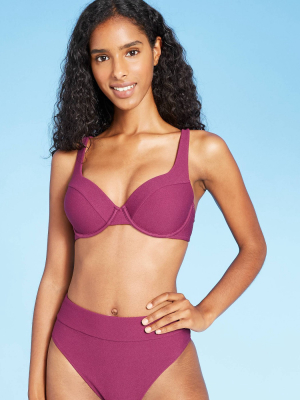 Women's Lightly Lined Crepe Textured Bikini Top - Shade & Shore™ Acai