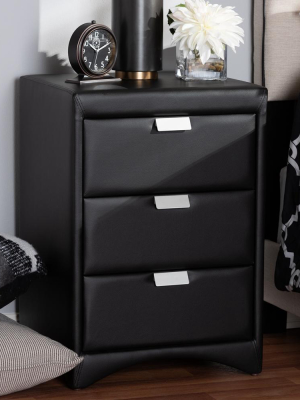 Tammy Leather 3-drawer Nightstand