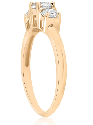 Pompeii3 1ct Three Stone Diamond Engagement Anniversary Ring 14k Yellow Gold