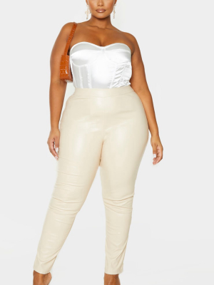 Plus Cream Pu Skinny Pants