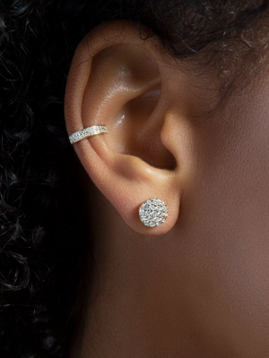 14kt Rose Gold Diamond Medium Disc Stud Earrings