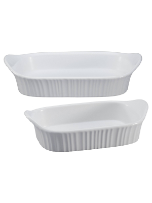 Corningware French White 2pc Ceramic Bakeware Set