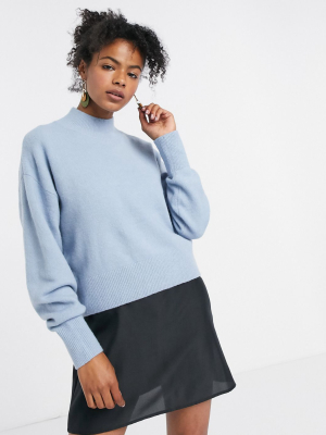 & Other Stories High Neck Sweater In Blue