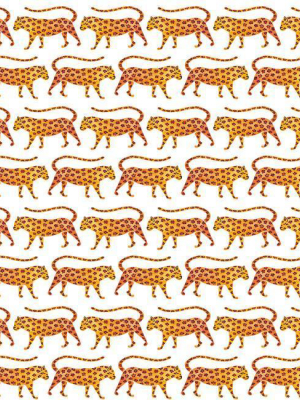 Cat Coquillette Jaguars Peel & Stick Wallpaper In Orange By Roommates For York Wallcoverings