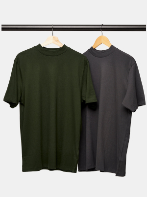 2 Grey And Green Turtle Neck T-shirt Multipack*