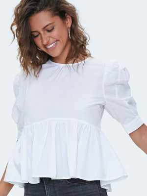 Flounce Puff-sleeve Top