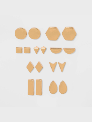 Geometric Shape Earring Set 9pc - Wild Fable™ Gold