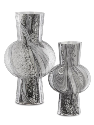 Stormy Sky Glass Vase Set Of Two