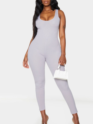 Shape Grey Ribbed Scoop Neck Jumpsuit