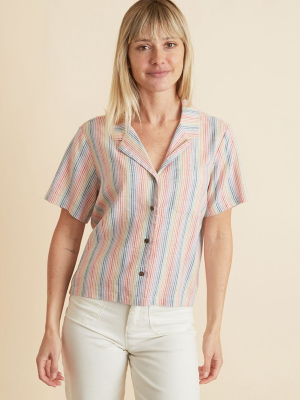 Lucy Resort Shirt In Rainbow Stripe