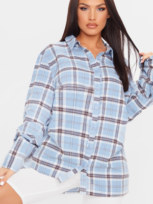 Light Blue Checked Oversized Shirt