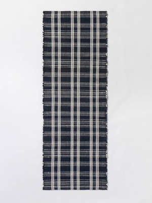 2'4"x7' Runner Windsong Indoor/outdoor Plaid Rug Navy - Threshold™ Designed With Studio Mcgee