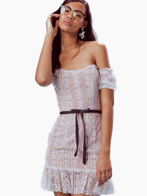 Dakota Off Shoulder Lace Mini Dress - White