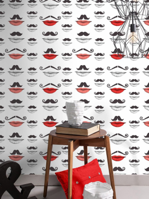 Moustache And Lips Wallpaper