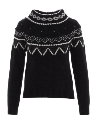 Alberta Ferretti Intarsia Mock Neck Sweater