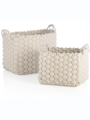 Set Of 2 Ivory Dharma Baskets - Off-white - Shiraleah