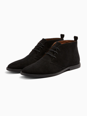 Black Faux Suede Spark Chukka Boots