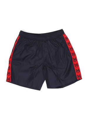 Moncler Enfant Logo Tape Swim Shorts