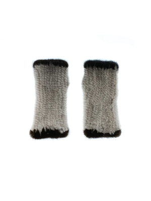 The Short Two-tone Mink Fingerless Fur Gloves In Blush/mauve