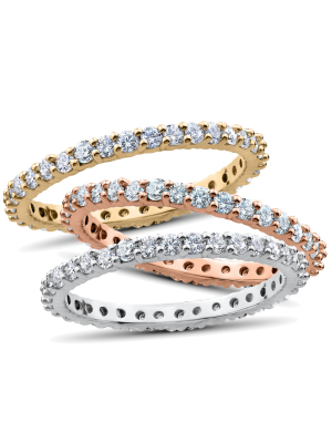 Pompeii3 1ct Diamond Eternity Wedding Ring In 14k White, Yellow, Rose Gold Lab Created