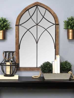 24.02" X 40" Augusta Cathedral Mirror Brown/bronze - Stratton Home Décor