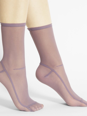 Darner Solid Lavender Mesh Socks