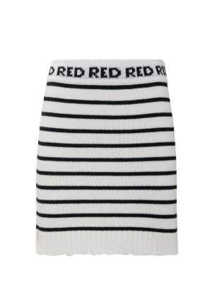 Redvalentino Logo Striped Knitted Skirt