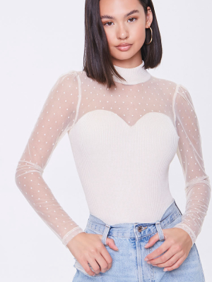 Dotted Sweater-knit Bodysuit