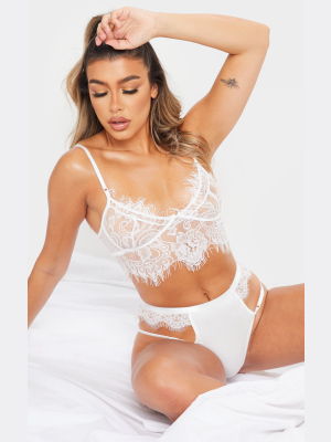 White Eyelash Lace Bralet And Panties Set